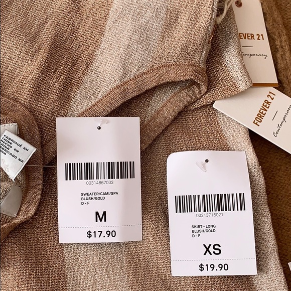 NWT 2PC Knit set Skirt&Top Gold ✨ metallic champagne 🌟 - Picture 6 of 16